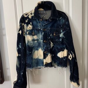 Distressed Tie-Dye Denim Jacket Artisan Made Unique